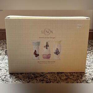 LENOX Butterfly Meadow Set Of 3 Bud Vases Small 5” Easter Spring NIB!